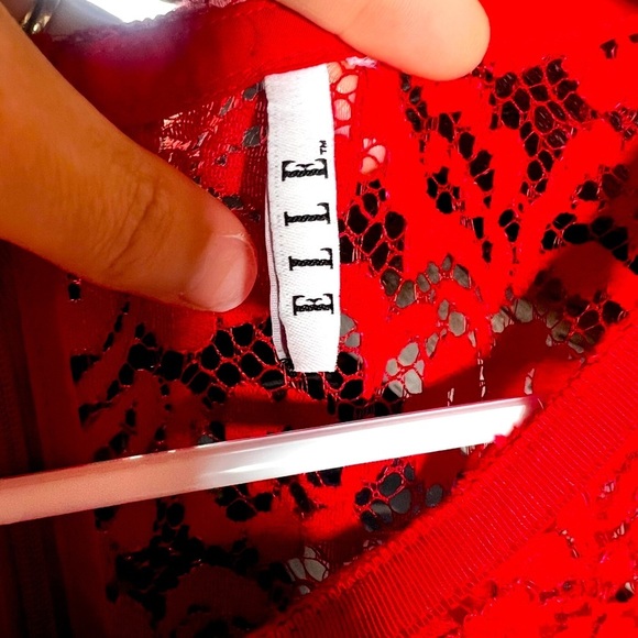 Elle Red Lace Sheath Dress Scalloped Hem Short Sleeve Size XS (See Measurements) - Picture 8 of 8